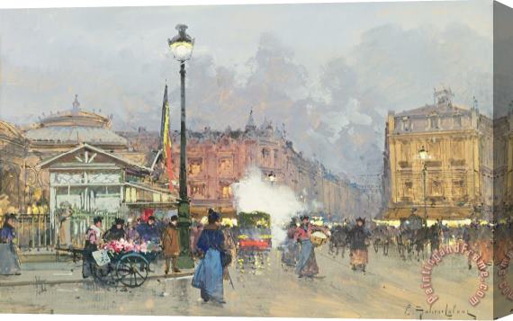 Eugene Galien-Laloue Place De L'opera Paris Stretched Canvas Print / Canvas Art