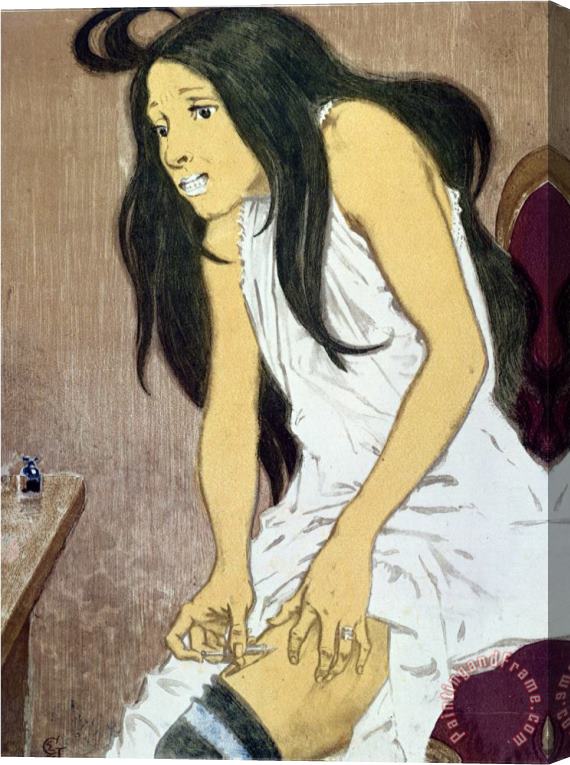 Eugene Grasset A Drug Addict Injecting Herself Early 20th Century Stretched Canvas Print / Canvas Art