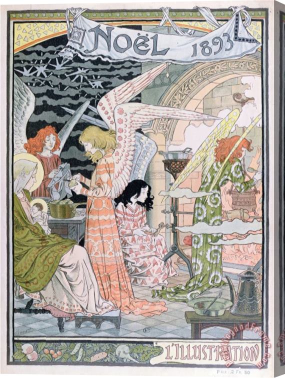 Eugene Grasset The Angels Kitchen Cover for L Illustration Christmas 1893 Colour Litho Stretched Canvas Painting / Canvas Art