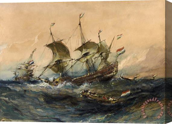 Eugene Isabey Dutch Ships in a Storm Stretched Canvas Print / Canvas Art