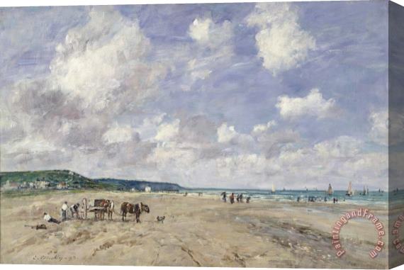 Eugene Louis Boudin The Beach at Tourgeville Stretched Canvas Painting / Canvas Art