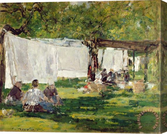 Eugene Louis Boudin The Laundry at Collise St. Simeon Stretched Canvas Print / Canvas Art