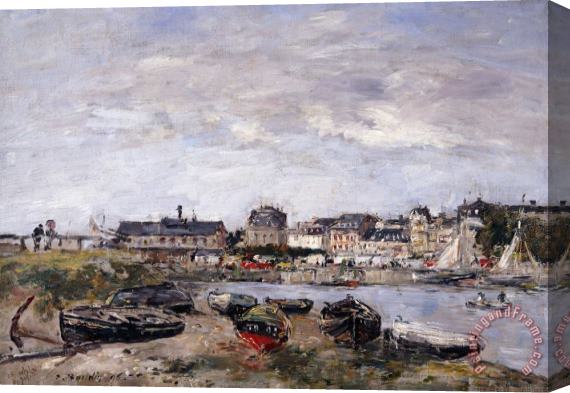 Eugene Louis Boudin Trouville View Toward Deauville On Market Day Stretched Canvas Painting / Canvas Art