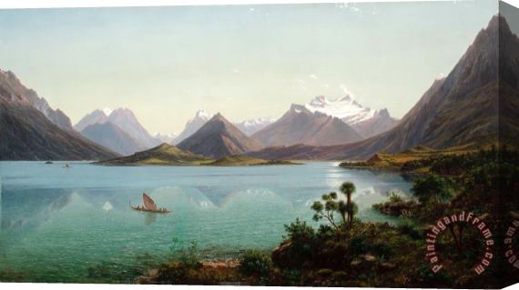 Eugene Von Guerard Lake Wakatipu with Mount Earnslaw, Middle Island, New Zealand Stretched Canvas Print / Canvas Art