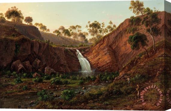 Eugene Von Guerard Waterfall on The Clyde River, Tasmania Stretched Canvas Print / Canvas Art