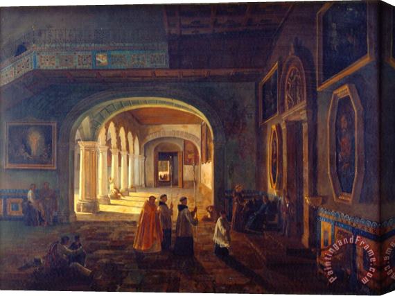 Eugenio Landesio The Antesacristy of The Franciscan Convent Stretched Canvas Print / Canvas Art