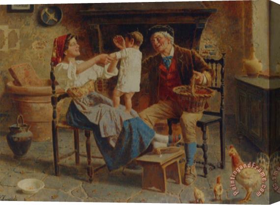 Eugenio Zampighi The Happy Family Stretched Canvas Painting / Canvas Art