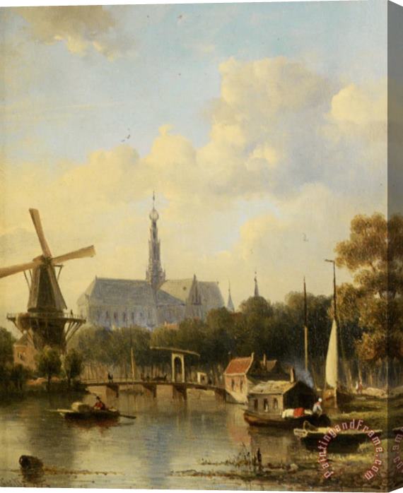 Everhardus Koster A View of Haarlem with St Bavo Cathedral From The River Stretched Canvas Print / Canvas Art