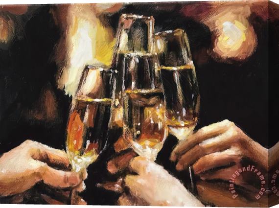 Fabian Perez A Toast with Champagne Stretched Canvas Painting / Canvas Art