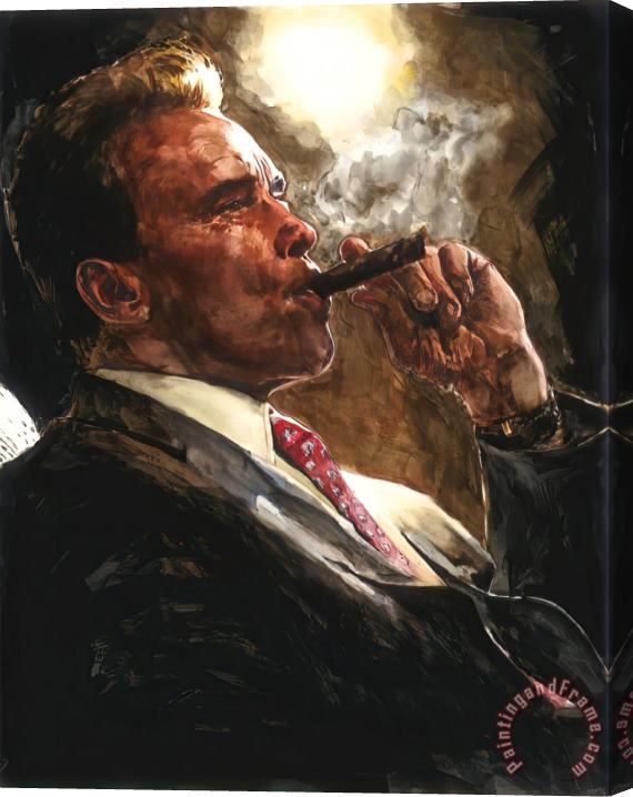 Fabian Perez Arnold Schwarzenegger (watercolor), 2020 Stretched Canvas Print / Canvas Art