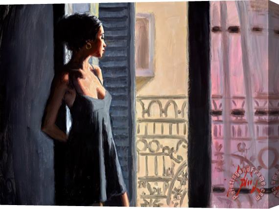 Fabian Perez Balcony at Buenos Aires X (black) Stretched Canvas Painting / Canvas Art