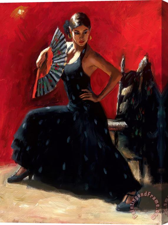 Fabian Perez Black Flower III Stretched Canvas Painting / Canvas Art