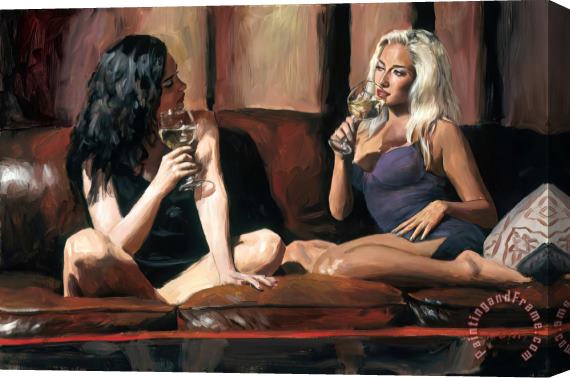 Fabian Perez Blonde And Brunette Stretched Canvas Painting / Canvas Art