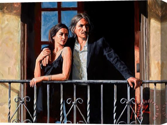 Fabian Perez Fabian And Lucy at The Balcony III Stretched Canvas Painting / Canvas Art