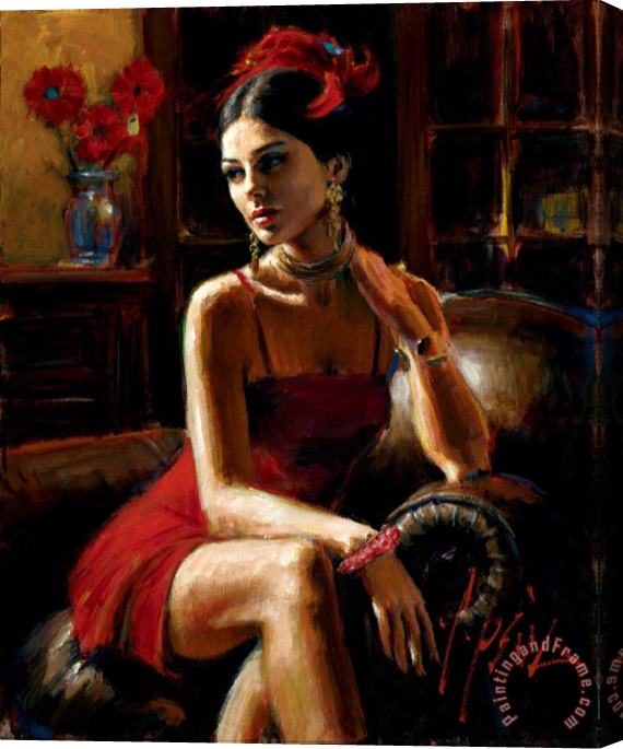 Fabian Perez Linda in Red II Stretched Canvas Print / Canvas Art