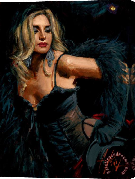 Fabian Perez Lori with Black Hat Stretched Canvas Painting / Canvas Art