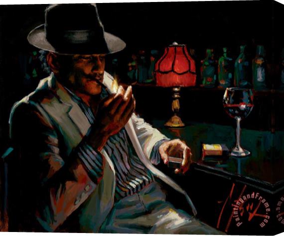 Fabian Perez Man Lighting a Cigarette V Stretched Canvas Painting / Canvas Art
