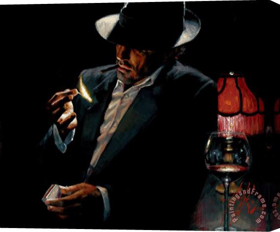 Fabian Perez Man Lighting Cigarette II Stretched Canvas Print / Canvas Art