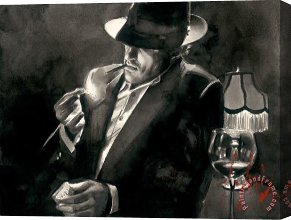 Fabian Perez Man Lighting Cigarette Stretched Canvas Painting / Canvas Art