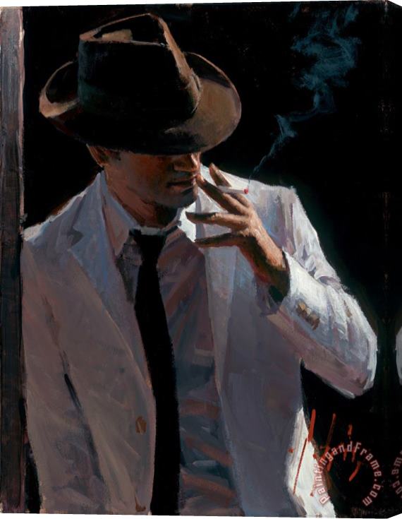 Fabian Perez Marcus with Hat And Cigarette Stretched Canvas Print / Canvas Art