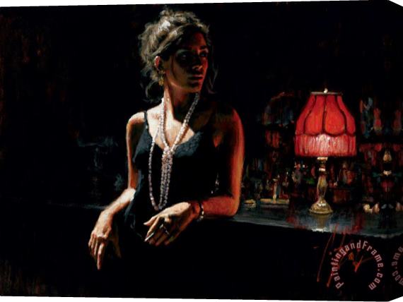 Fabian Perez Marina with Red Light Stretched Canvas Print / Canvas Art