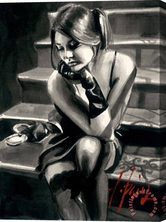 Fabian Perez Saba on The Stairs Stretched Canvas Print / Canvas Art