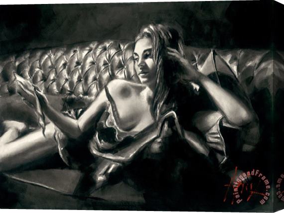 Fabian Perez Saba with Letter IV Stretched Canvas Print / Canvas Art