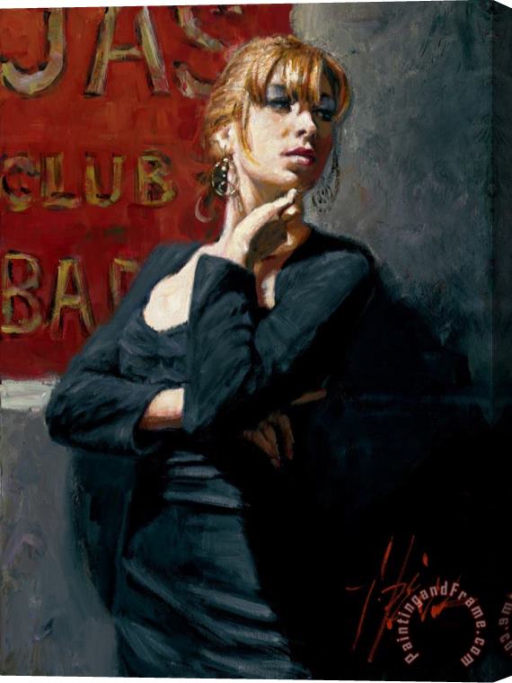 Fabian Perez Sandra by The Red Sign Stretched Canvas Print / Canvas Art