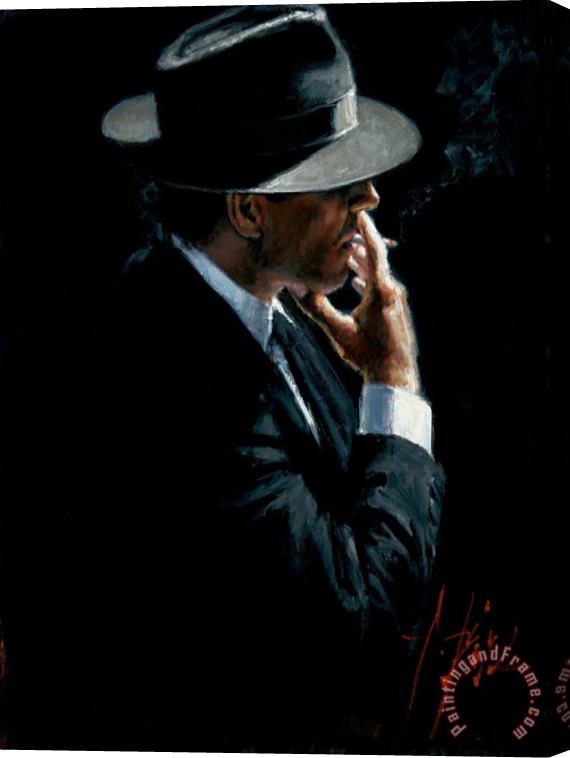 Fabian Perez Smoking Under The Light Stretched Canvas Print / Canvas Art