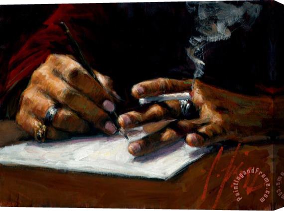Fabian Perez Study of Artist's Hand Sketching Stretched Canvas Painting / Canvas Art