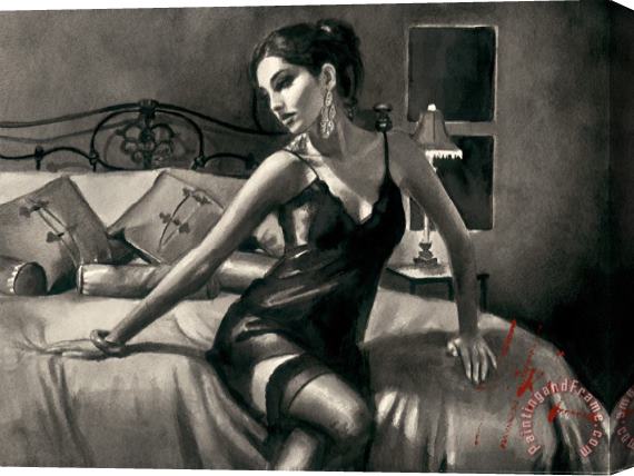 Fabian Perez Tess on Red Bed Stretched Canvas Painting / Canvas Art