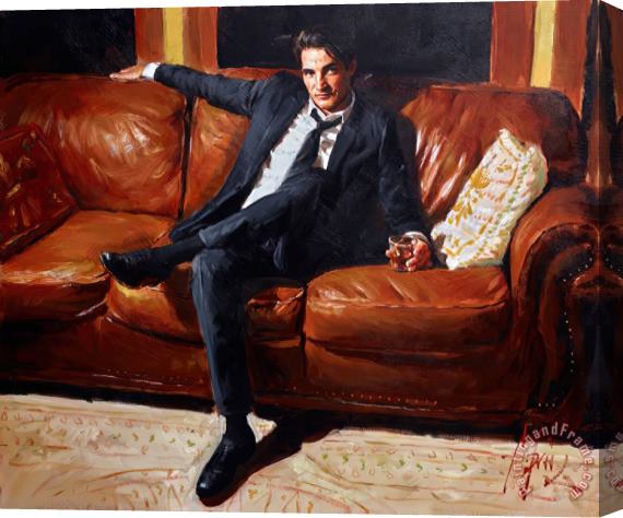 Fabian Perez Whiskey on The Couch Stretched Canvas Print / Canvas Art