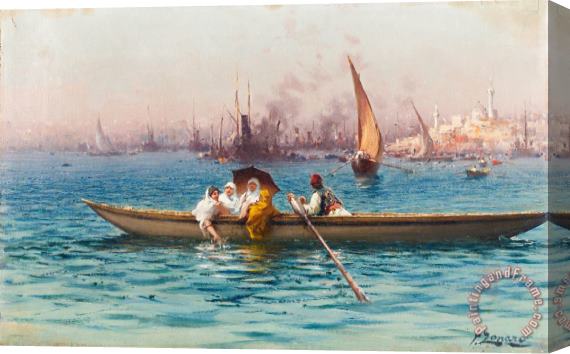 Fausto Zonaro Amusement on The Caique Stretched Canvas Painting / Canvas Art
