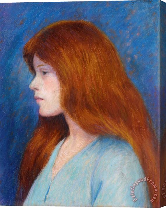 Federico Zandomeneghi Profil De Femme Sur Fond Bleu Stretched Canvas Print / Canvas Art