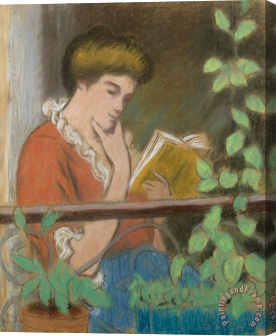 Federico Zandomeneghi Woman on a Balcony Stretched Canvas Print / Canvas Art