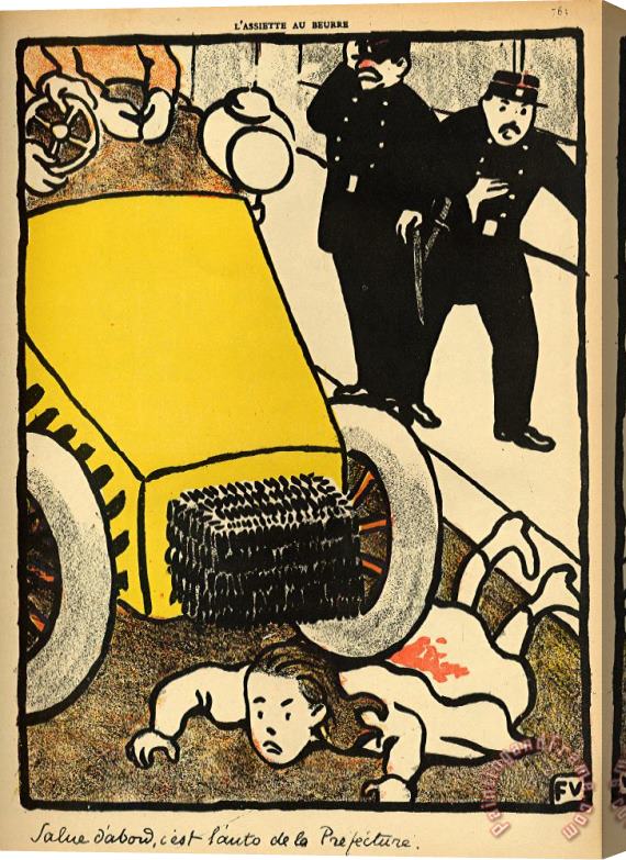 Felix Edouard Vallotton A police car runs over a little girl Stretched Canvas Painting / Canvas Art