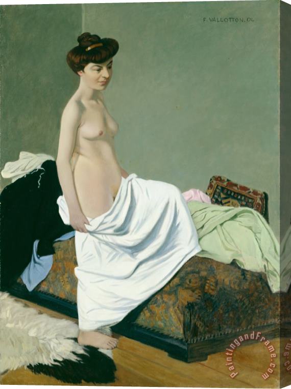 Felix Edouard Vallotton Standing Nude Holding A Gown On Her Knee Stretched Canvas Painting / Canvas Art