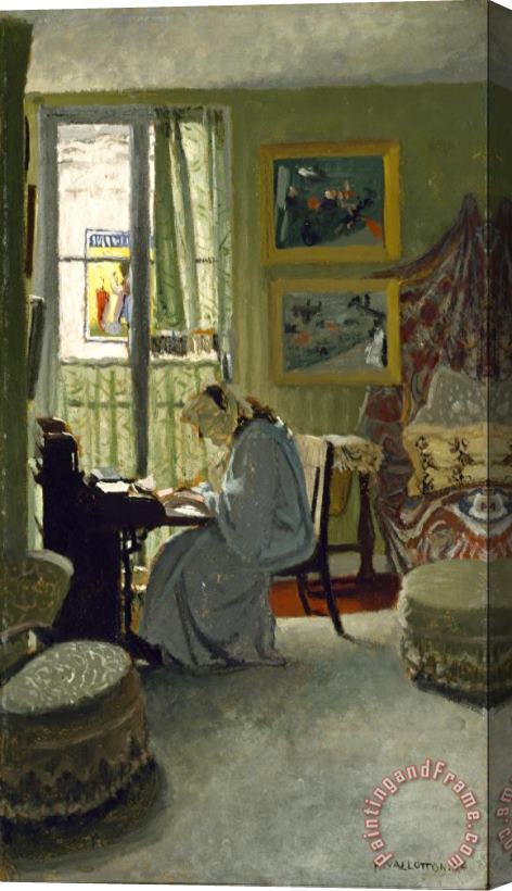 Felix Emile-jean Vallotton Woman Writing in an Interior Stretched Canvas Painting / Canvas Art