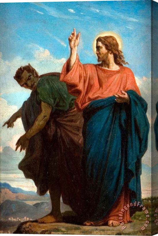Felix-Joseph Barrias The Temptation of Christ by The Devil Stretched Canvas Painting / Canvas Art