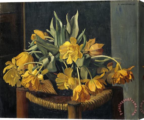 Felix Vallotton Double Yellow Tulips on a Wicker Chair Stretched Canvas Painting / Canvas Art