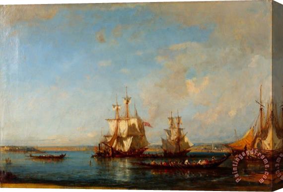 Felix Ziem Caiques And Sailboats at The Bosphorus Stretched Canvas Print / Canvas Art