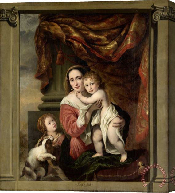 Ferdinand Bol Caritas: Joanna De Geer (1629 1691) with Her Children Cecilia Trip (1660 1728) And Laurens Trip (b. 1662) Stretched Canvas Painting / Canvas Art