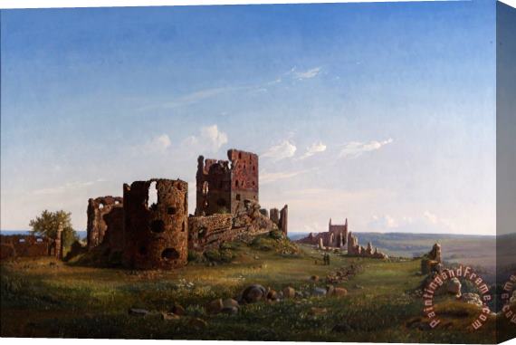 Ferdinand Richardt View of The Ruined Castle of Hammershus Stretched Canvas Painting / Canvas Art