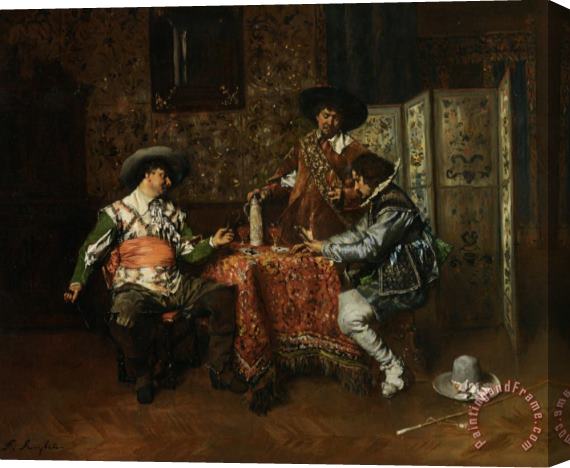 Ferdinand Roybet A Game of Cards Stretched Canvas Painting / Canvas Art