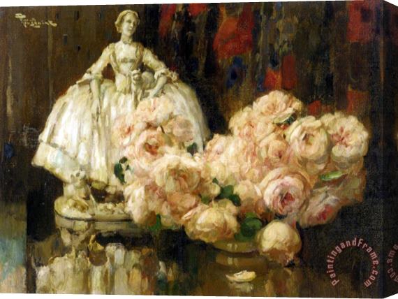 Fernand Toussaint Still Life with Roses Stretched Canvas Print / Canvas Art