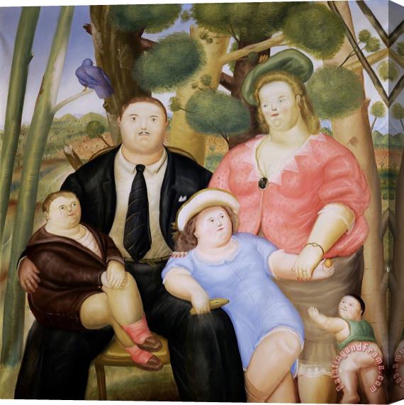 Fernando Botero A Family Stretched Canvas Painting / Canvas Art