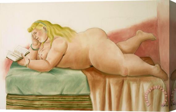 Fernando Botero A Girl Reading, 1998 Stretched Canvas Print / Canvas Art