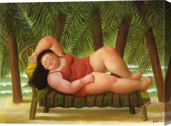 fernando botero Bather on The Beach Stretched Canvas Print / Canvas Art