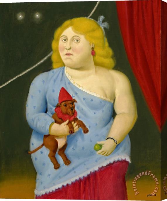 Fernando Botero Circus Woman with Dog, 2008 Stretched Canvas Painting / Canvas Art