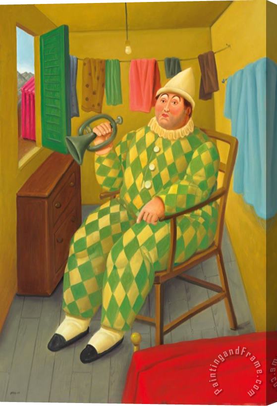 Fernando Botero Clown in His Trailer, 2007 Stretched Canvas Painting / Canvas Art